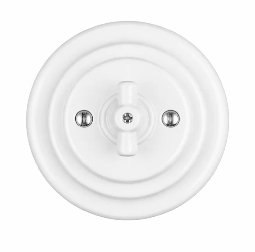 Pack Baño – enchufe + interruptores con marcos de porcelana