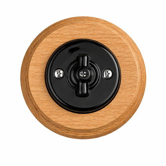 Pack Baño – enchufe + interruptores con marcos de porcelana